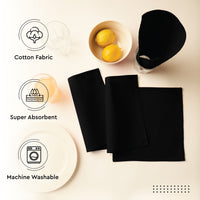 Cotton Jet Black Table Napkins (Pack of 12)