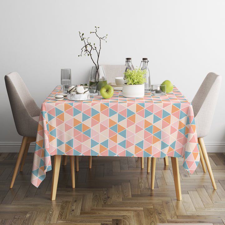 Polyester Big Triangles Apricot Table Cloth (Pack of 1)