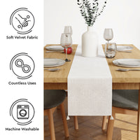 Embossed Velvet White Table Runner