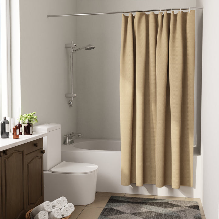 Polyester ZZ Beige Shower Curtain (Pack of 1)