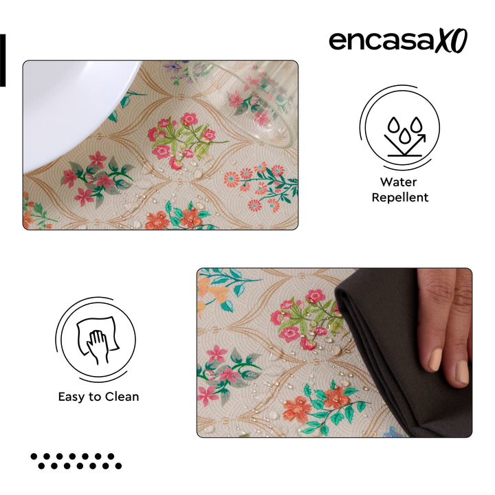 WR Spun Polyester French Beige Printed Table Cloth (Pack of 1)