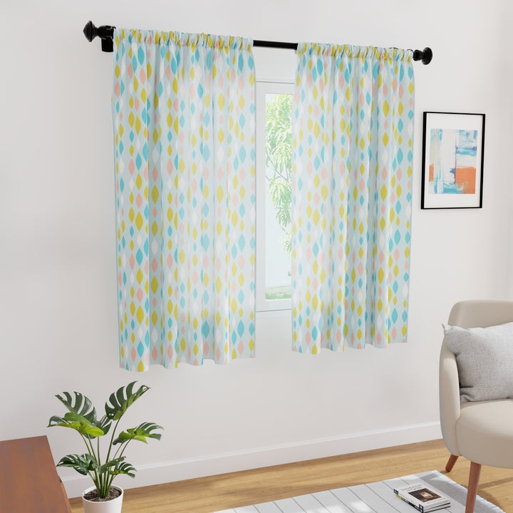 Polyester Teardrops Turq Curtain (Pack of 2)