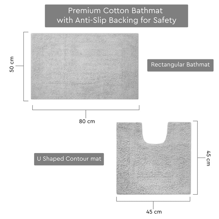 Cotton Grey Bathmat (Pack of 2)