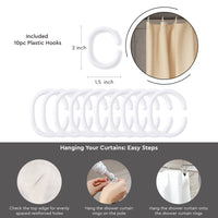 Polyester Beige Shower Curtain + Bathmat (Pack of 3)
