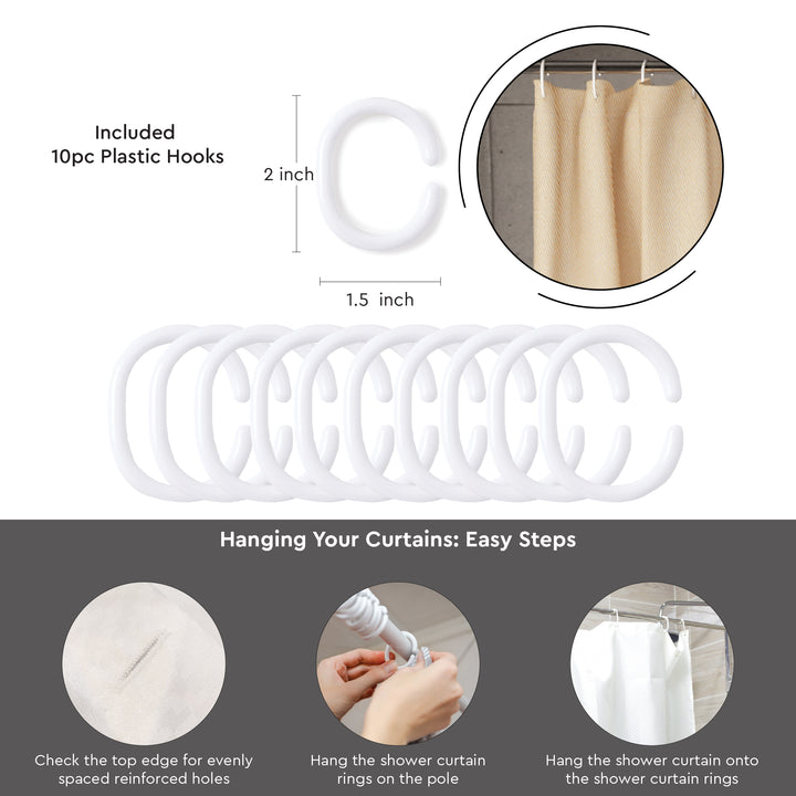 Polyester Beige Shower Curtain + Bathmat (Pack of 3)