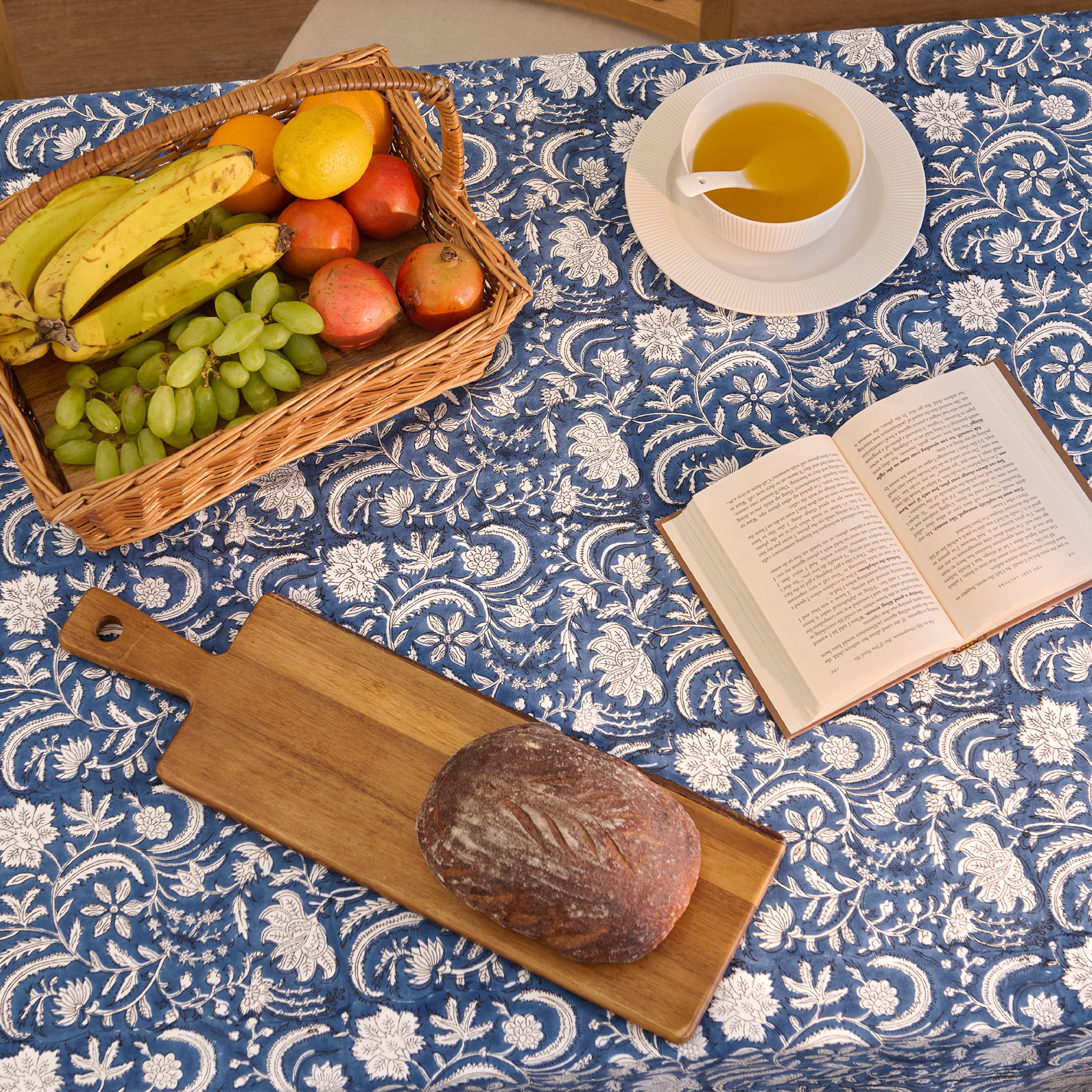 Jaipuri Hand block Print Cotton Blue Tablecloth
