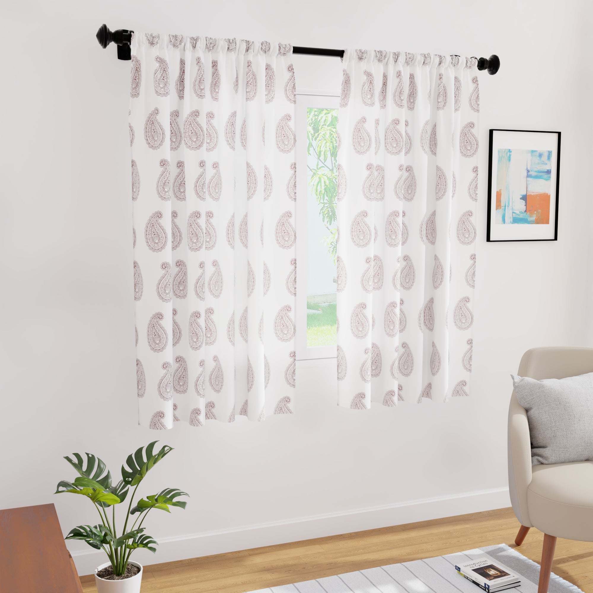 Polyester Paisleys Curtain (Pack of 2)