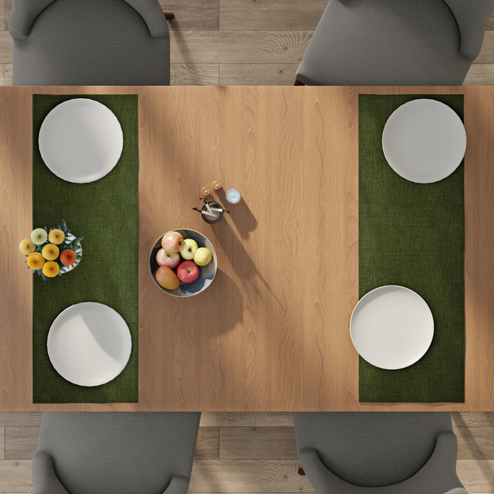 Chenille Moss green Table Runner
