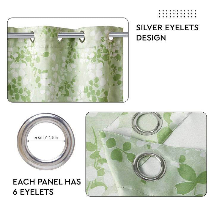 Blackout Polyester L2 Green Curtain (Pack of 2)