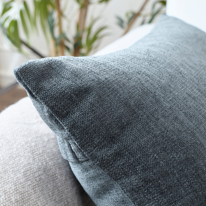 Chenille Solid Denim Cushion Cover (Pack of 1)