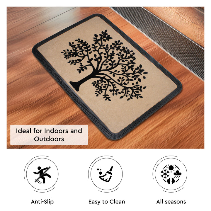 Polypropylene Main Door Entrance Mats Welcome Mat with Rubber Border | Anti Slip Rubber Backing | Ideal for Home, Outdoor, Balcony, Office | Pack of 1