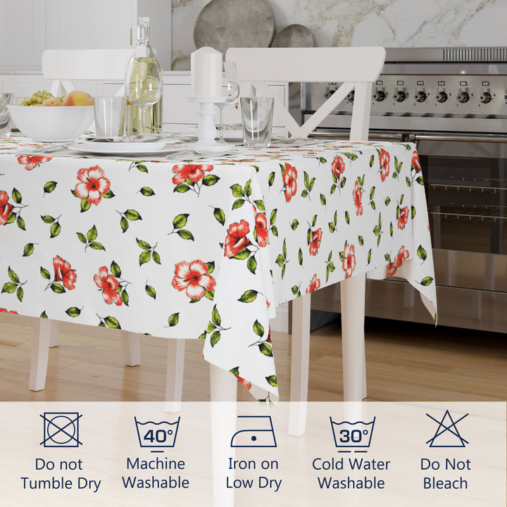 Polyester Hibiscus Table Cloth (Pack of 1)