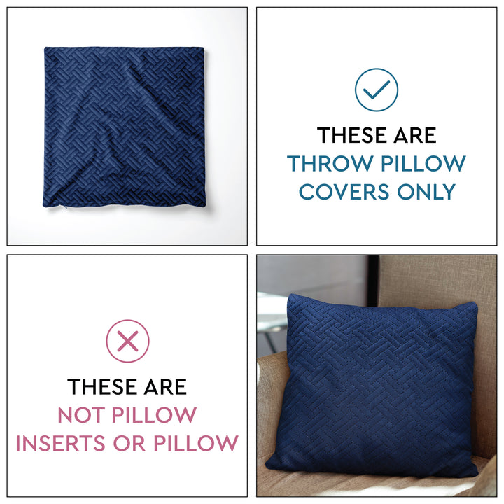 Quilted Velvet Navy Blue Cushion Cover (Pack of 2)