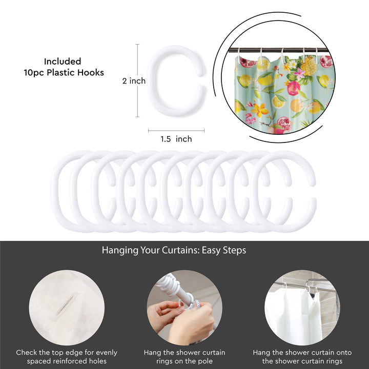 Polyester Pineapple Combo Shower Curtain + Bathmat (Pack of 3)
