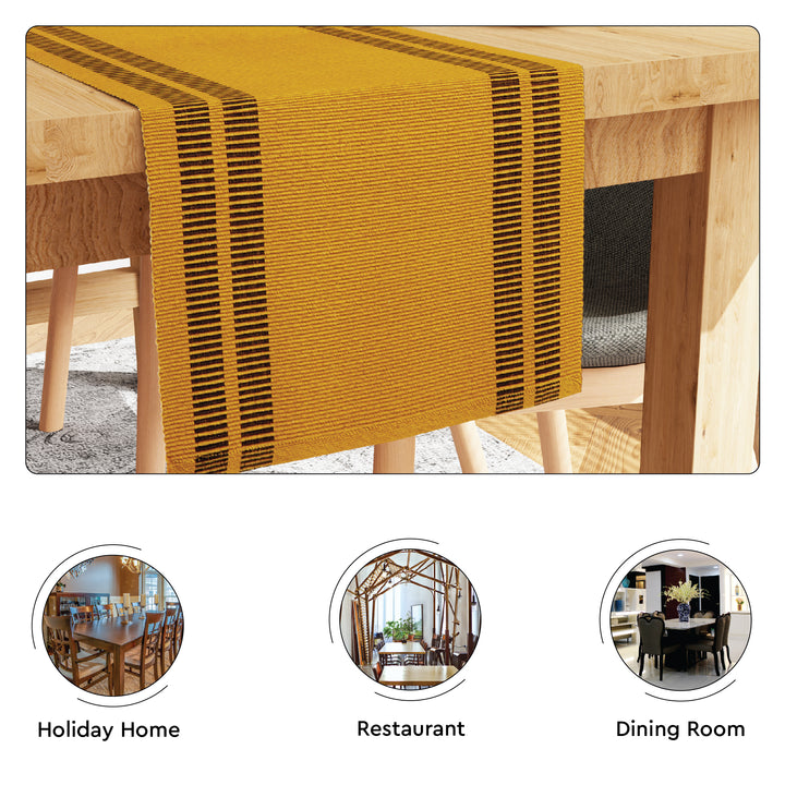 Cotton Ladder Yellow Table Runner (Pack of 1)