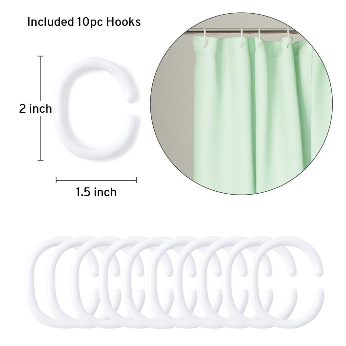 Polyester Mint Shower Curtain (Pack of 1)