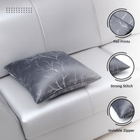Polyester Blackout Twigs Grey Cushion Cover (Pack of 2)