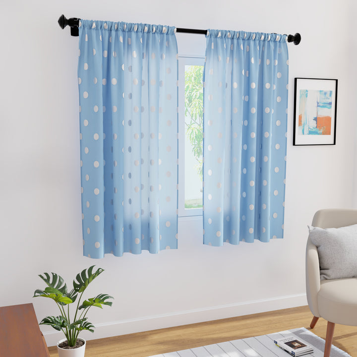 Polyester Dollar Blue Curtain (Pack of 2)