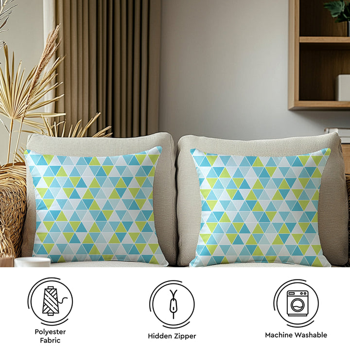 Micro Big Triangles Aqua Cushion Cover