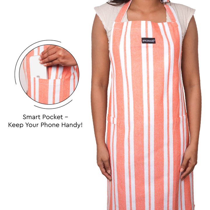 RC Yarn-Dyed Franca Orange Stripes Apron (Pack of 1)