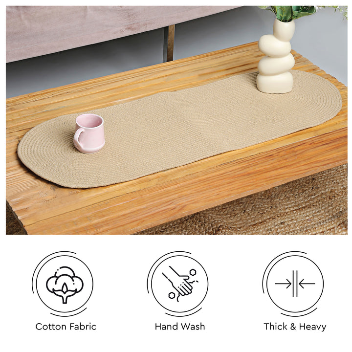 Cotton Beige Table Runner (Pack of 1)