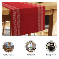 Cotton Ladder Red Table Runner (Pack of 1)
