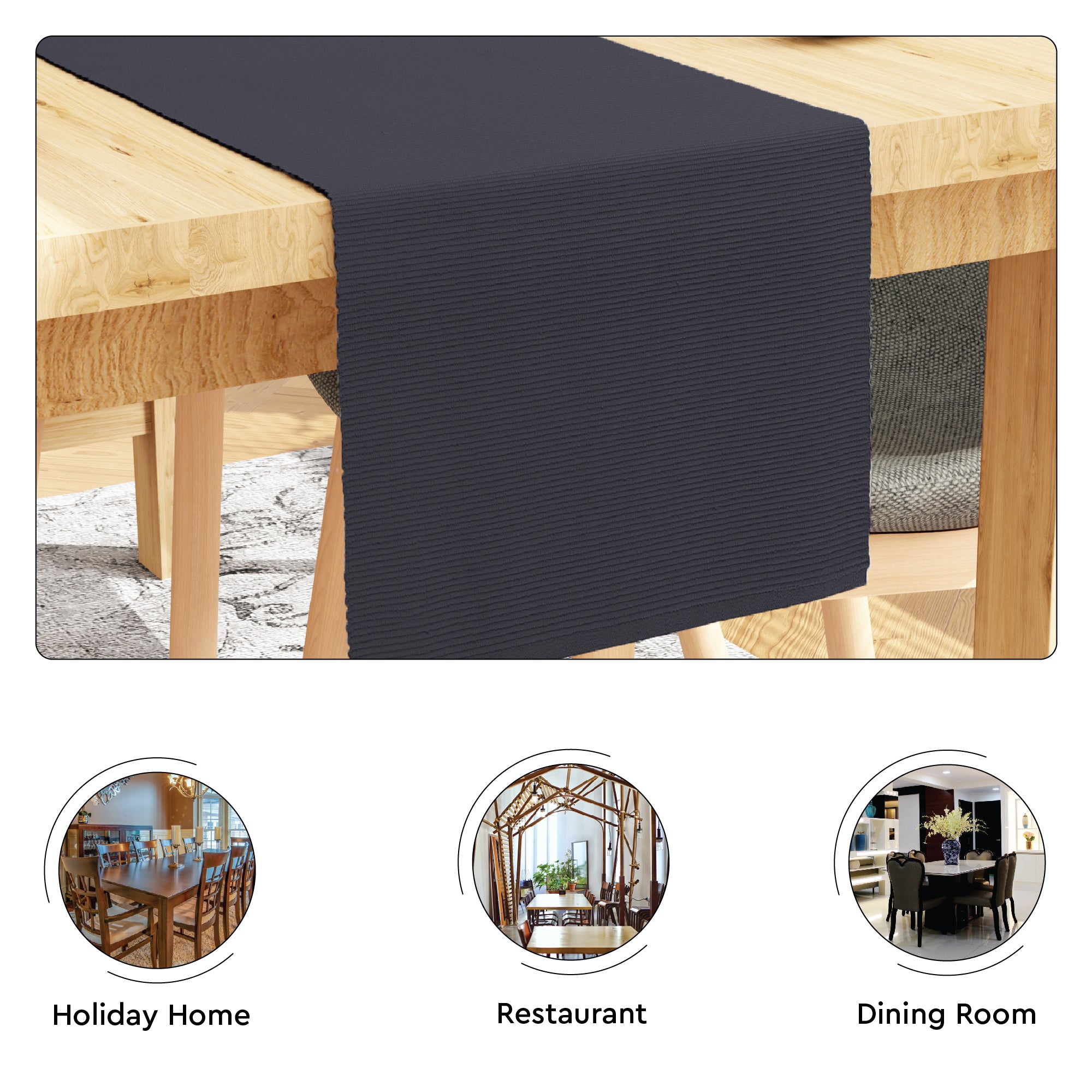 Cotton Solid Grey Table Runner (Pack of 1)