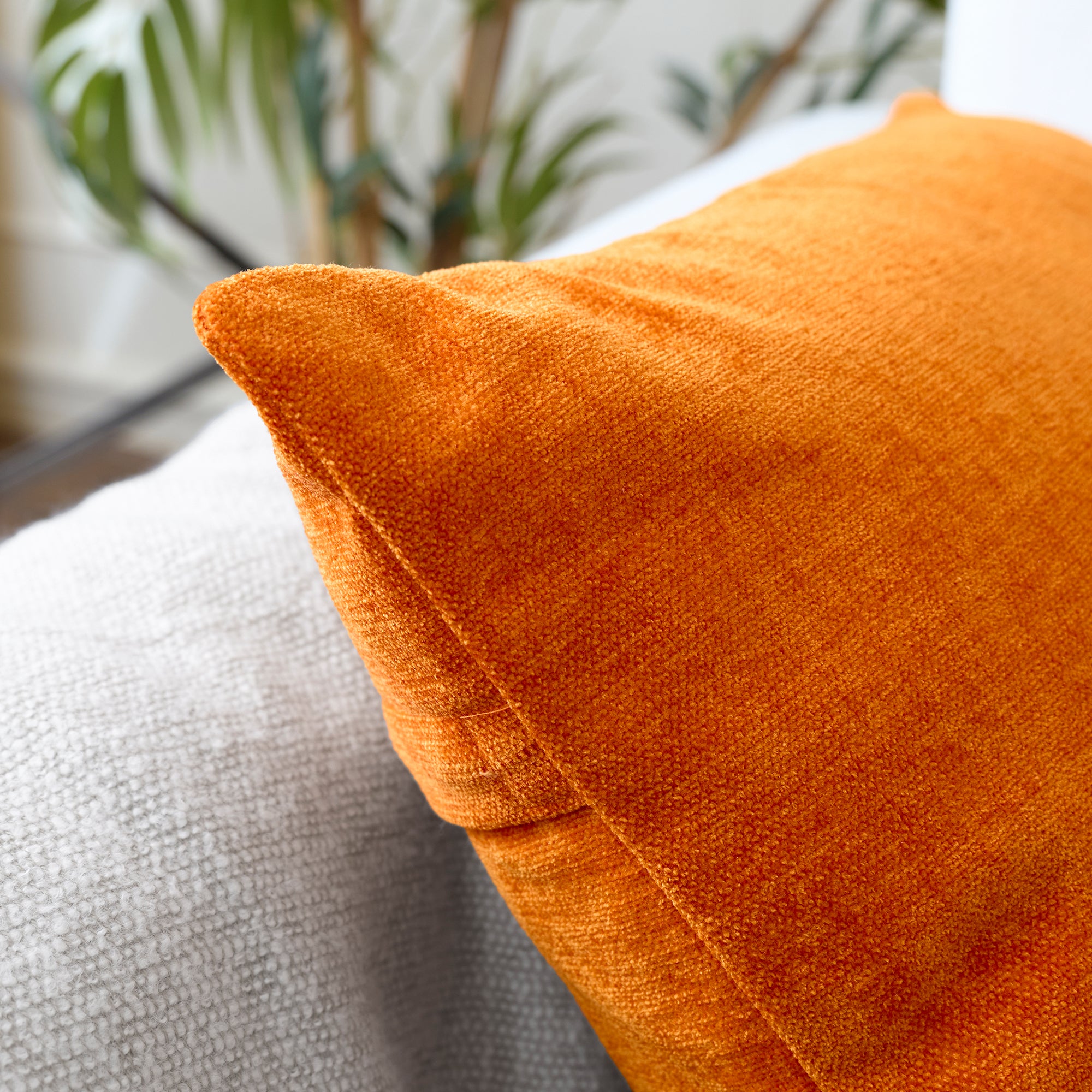 Chenille Orange Cushion Cover (Pack of 2)