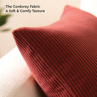 Corduroy Rust Brown Cushion Cover (Pack of 2)
