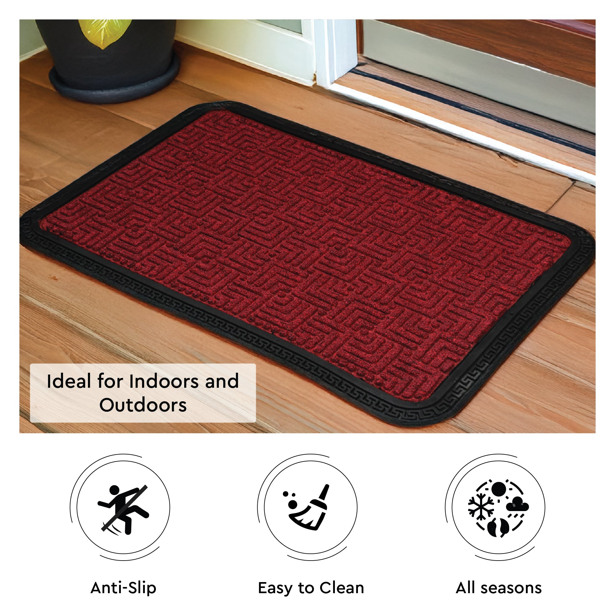 Polypropylene Main Door Entrance Mats Welcome Mat with Rubber Border | Anti Slip Rubber Backing | Ideal for Home, Outdoor, Balcony, Office | Pack of 1