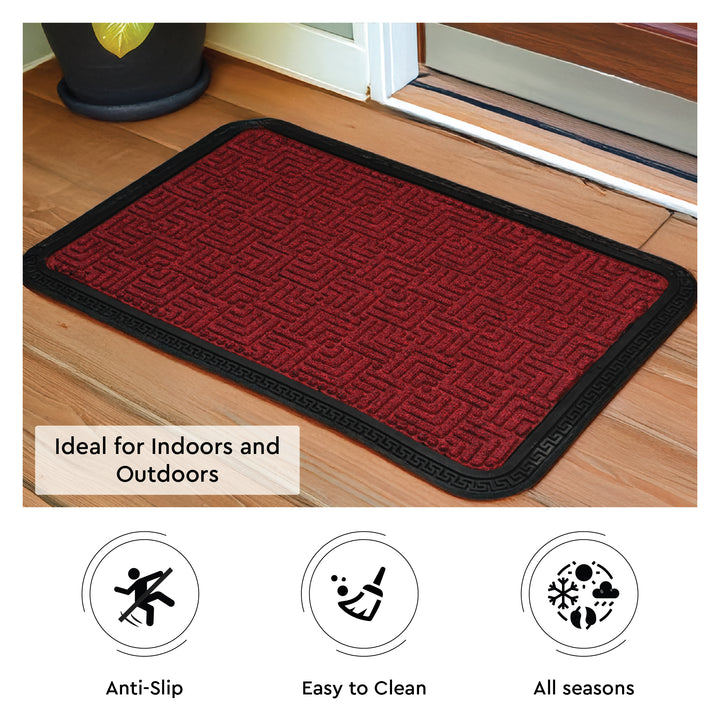 Polypropylene Main Door Entrance Mats Welcome Mat with Rubber Border | Anti Slip Rubber Backing | Ideal for Home, Outdoor, Balcony, Office | Pack of 1