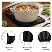 Cotton Butcher Stripes Black Oven Glove & Pot Holder