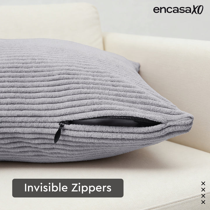 Corduroy Grey Combo Cushion Cover (Pack of 4)