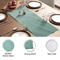 Quilted Velvet Aqua Table Runner