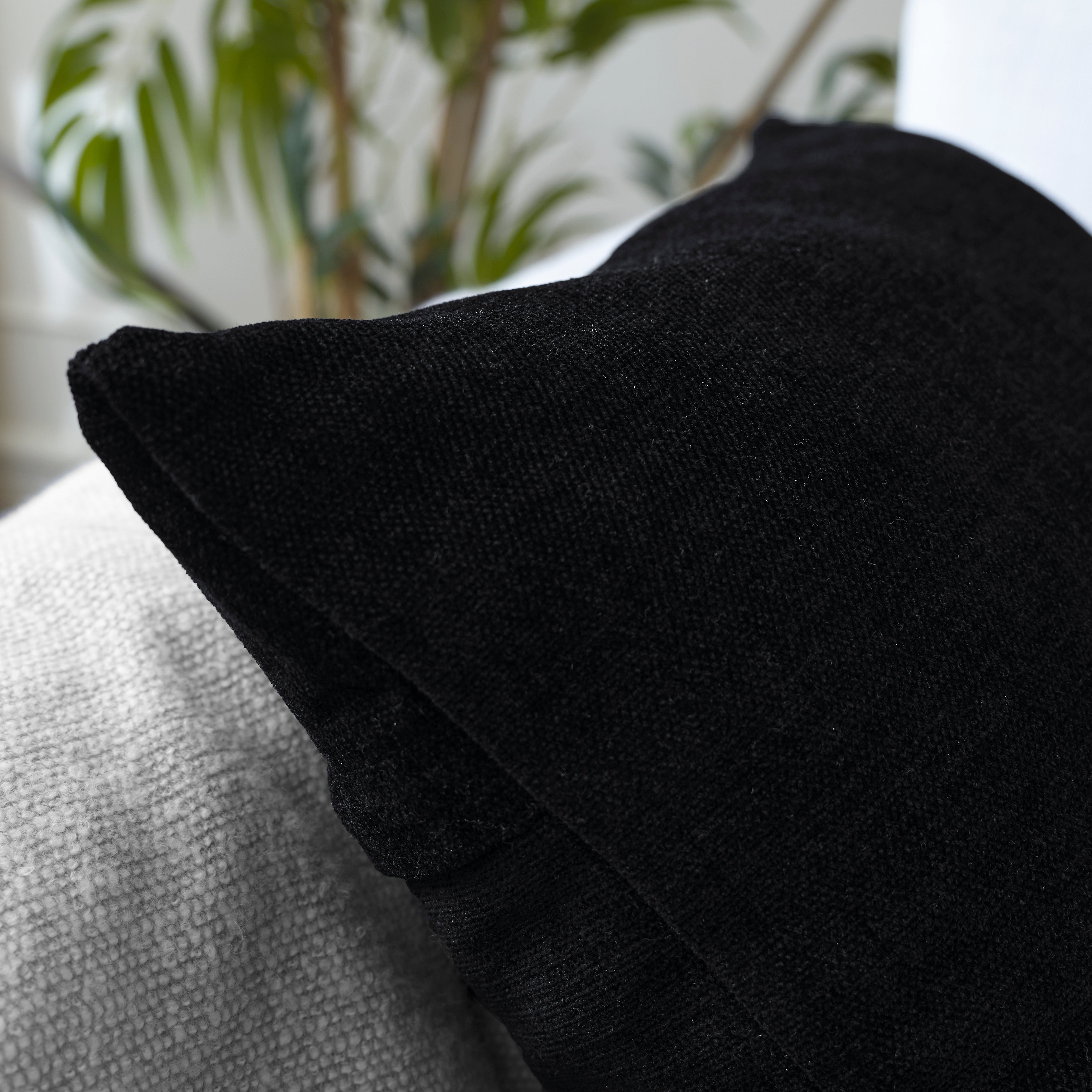 Chenille Black Cushion Cover (Pack of 2)