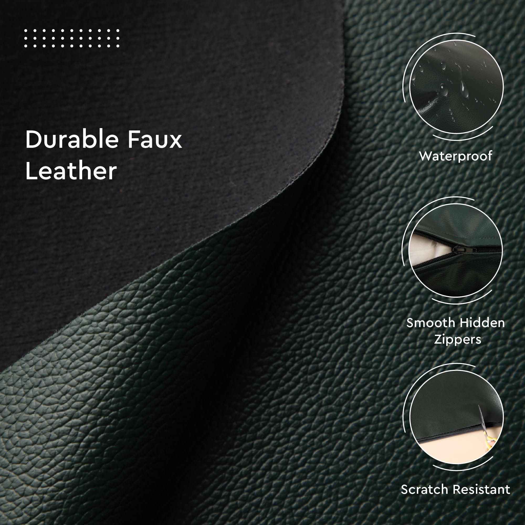 PVC Leather Green Cushion Cover (Pack of 1)
