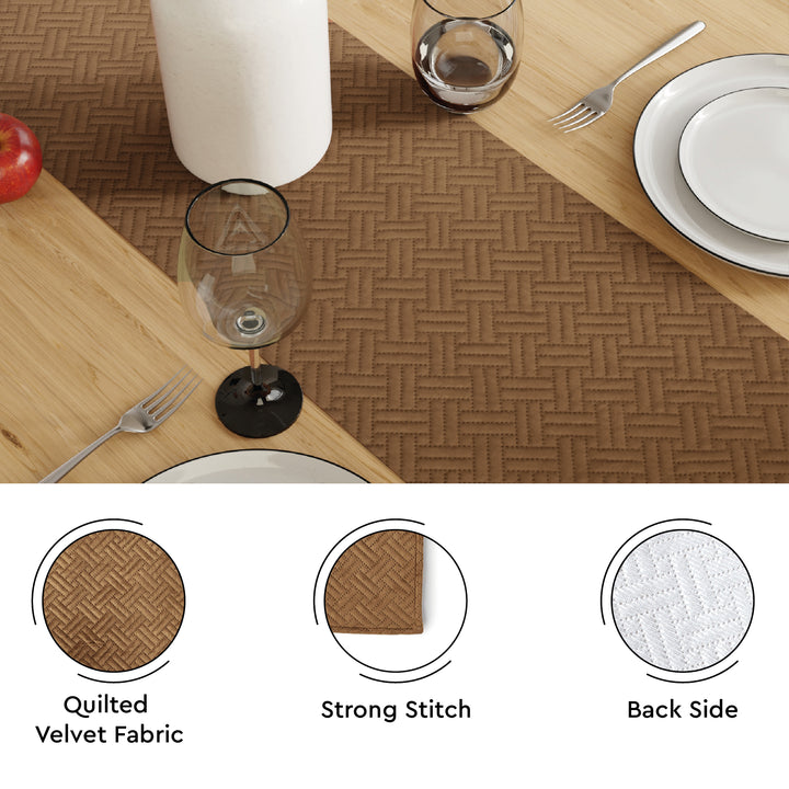 Quilted Velvet Tan Table Runner