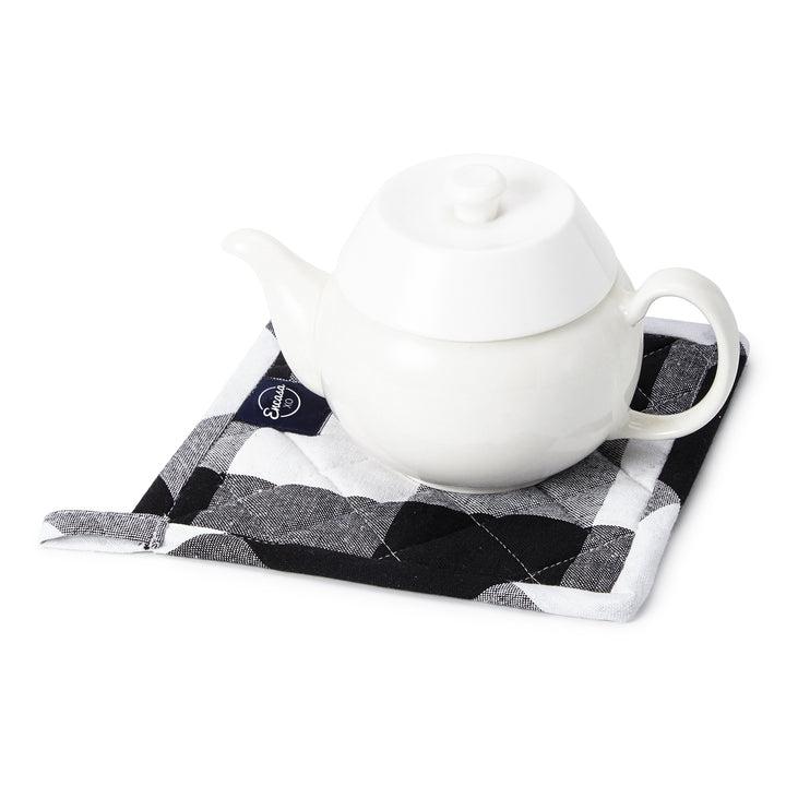Cotton Buffalo Black Checks Pot Holders (Pack of 2)