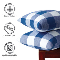 Cotton Buffalo Blue Checks Cushion Cover (Pack of 2)