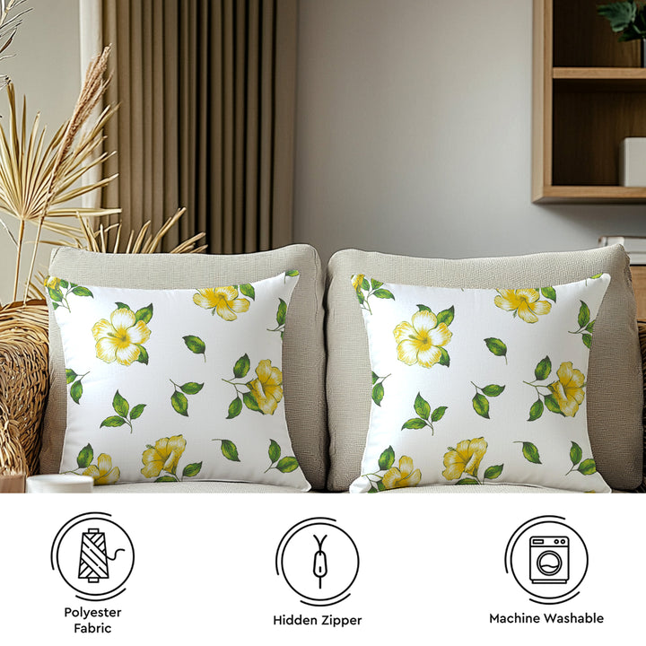 Micro Hibiscus Yellow Cushion Cover