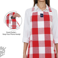 Cotton Buffalo Red Checks Apron (Pack of 1)