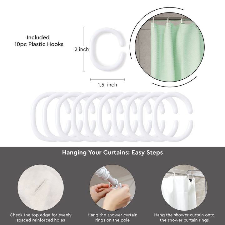 Polyester Mint Shower Curtain + Bathmat (Pack of 3)