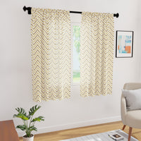 Polyester Chevron 1 Beige Curtain (Pack of 2)