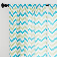 Polyester Chevron Green Curtain (Pack of 2)