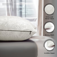 Embossed Velvet Cream Cushion Cover (Pack of 2)