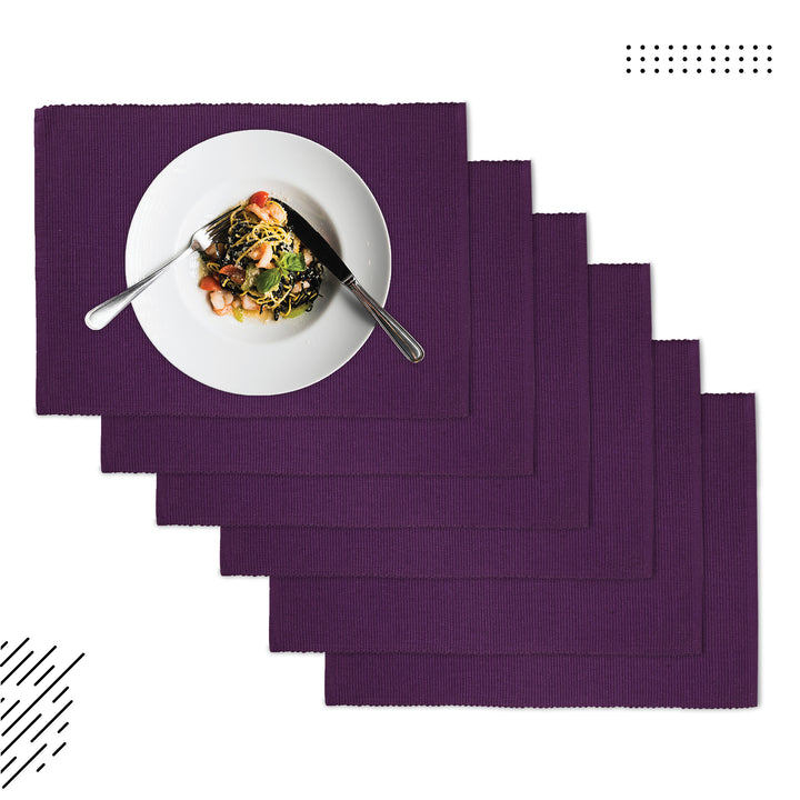 Ribbed Cotton Purple Placemat (Pack of 6)
