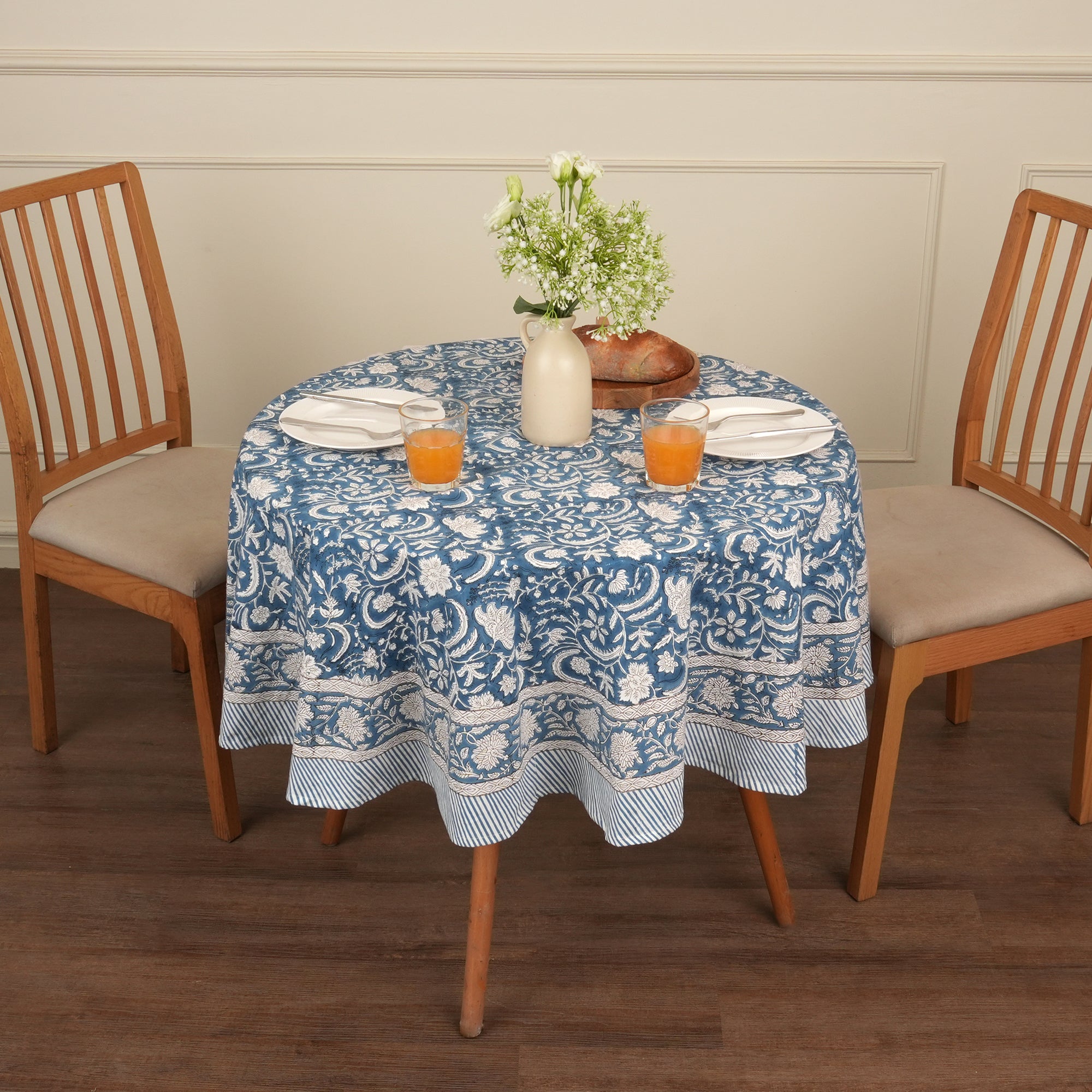 Jaipuri Hand block Print Cotton Blue Tablecloth