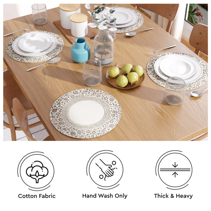 Cotton Printed Grey Placemat (Pack of 2)