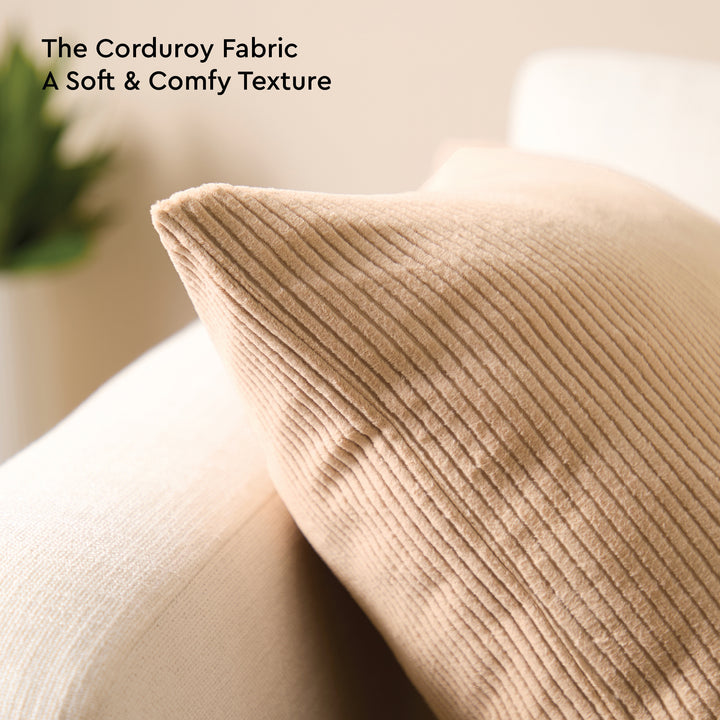 Corduroy Beige Cushion Cover