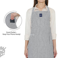 Cotton Ticking Navy Blue Apron (Pack of 1)